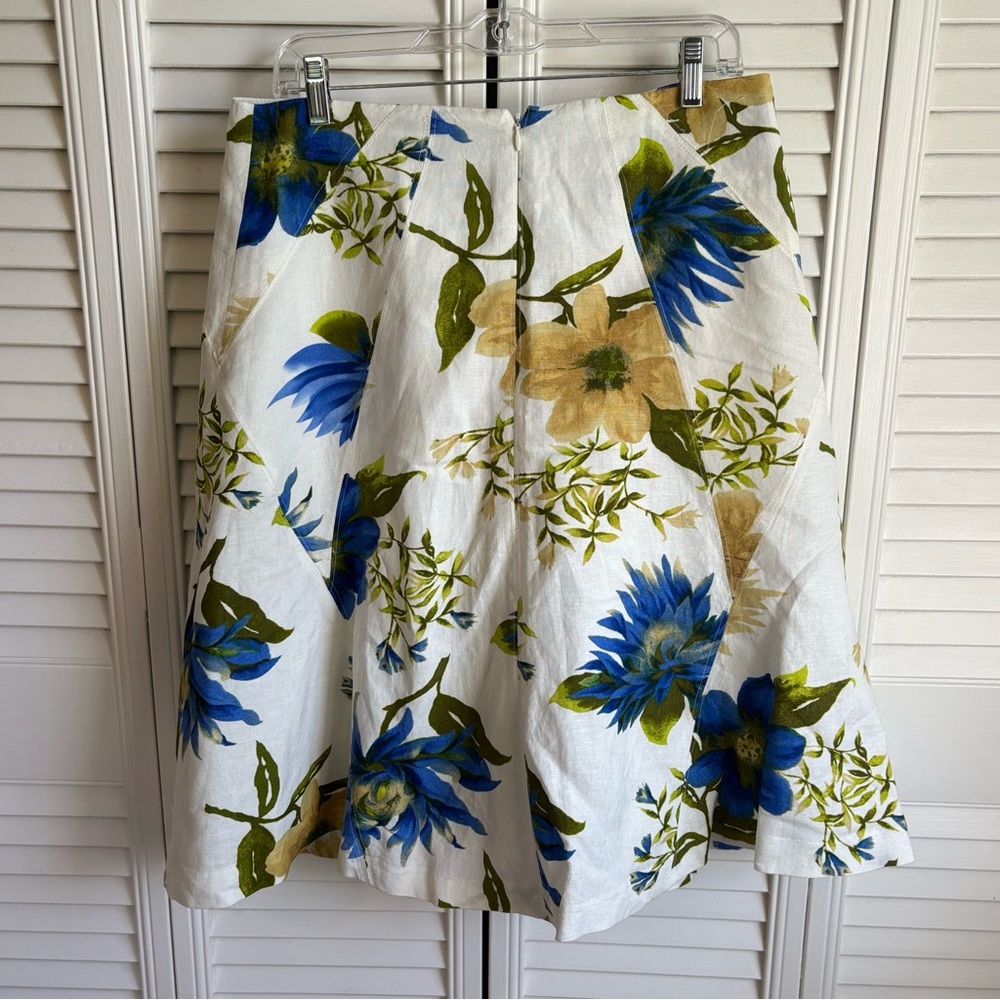 SPRING 🍃 || 55% Linen Floral A-Line Skirt